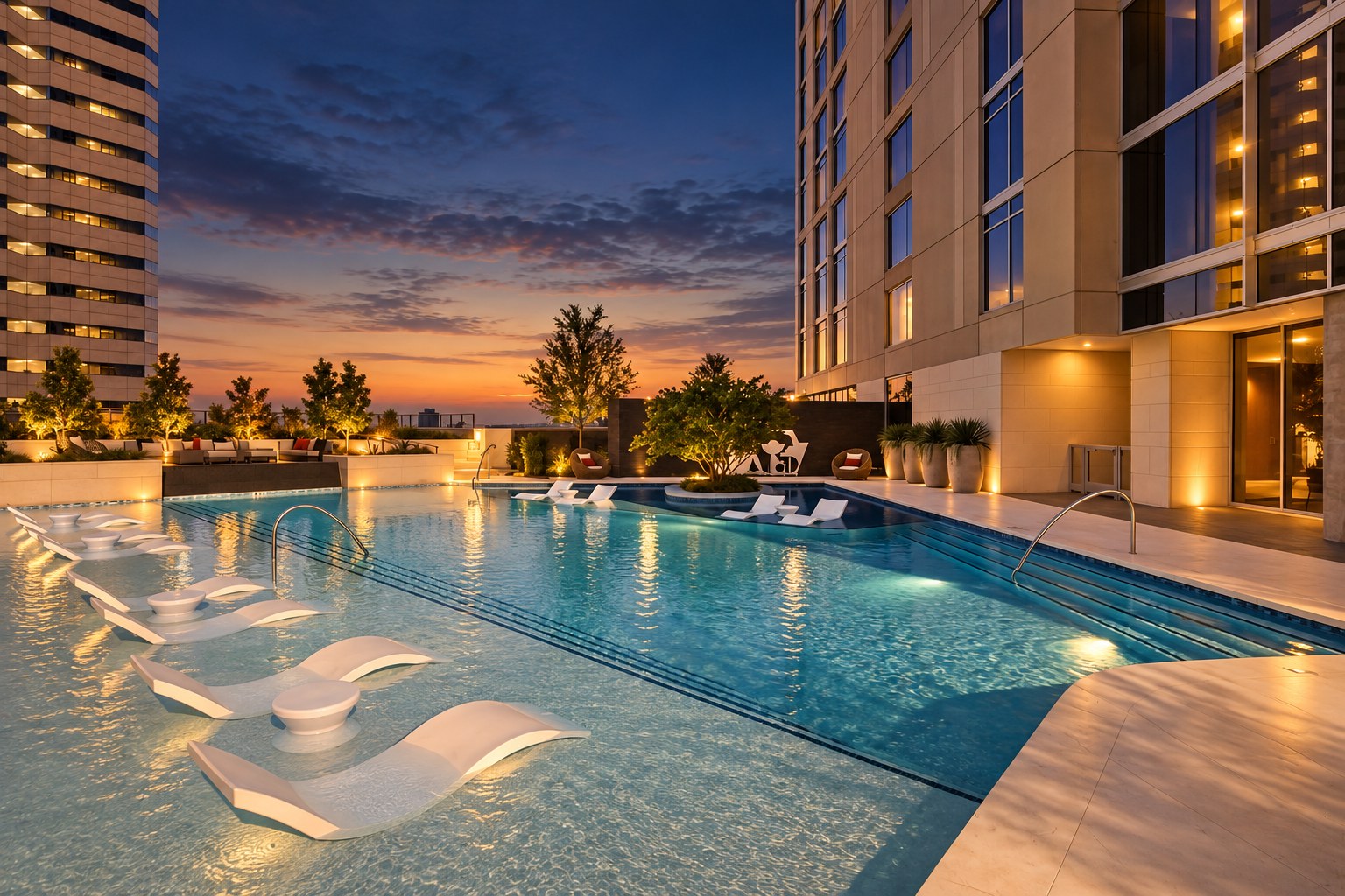 Brava pool deck at golden hour