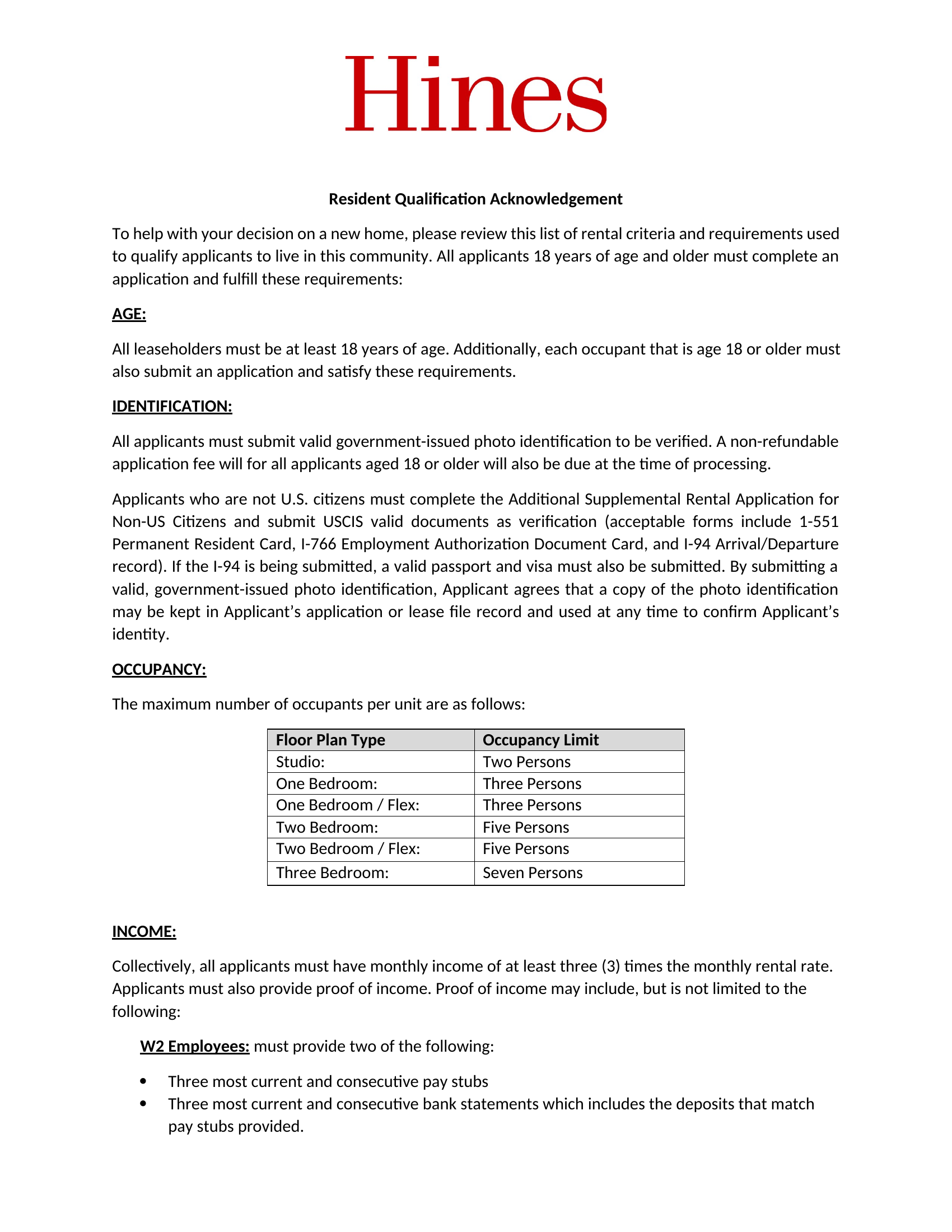 Rental requirements, page 1 of 4