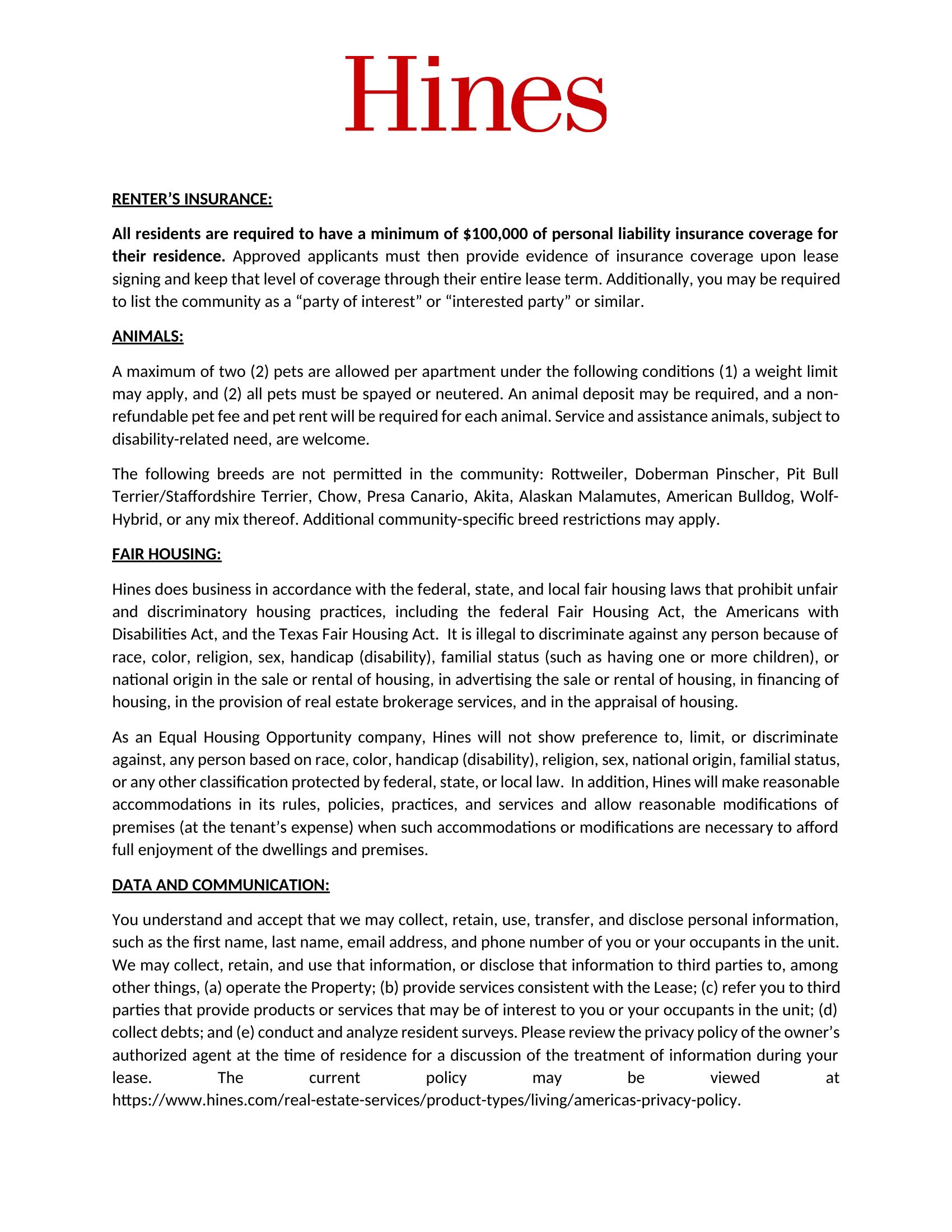 Rental requirements, page 3 of 4